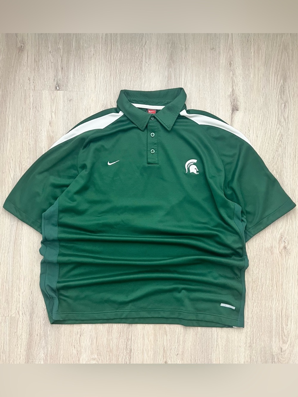 Vintage Michigan State Spartans Polo Shirt Mens XL Green Nike Embroidered Golf